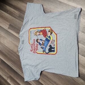 Steven Rhodes T-Shirt "Let's Sacrifice Toby" Grey Size 2X Graphic Tee Unisex